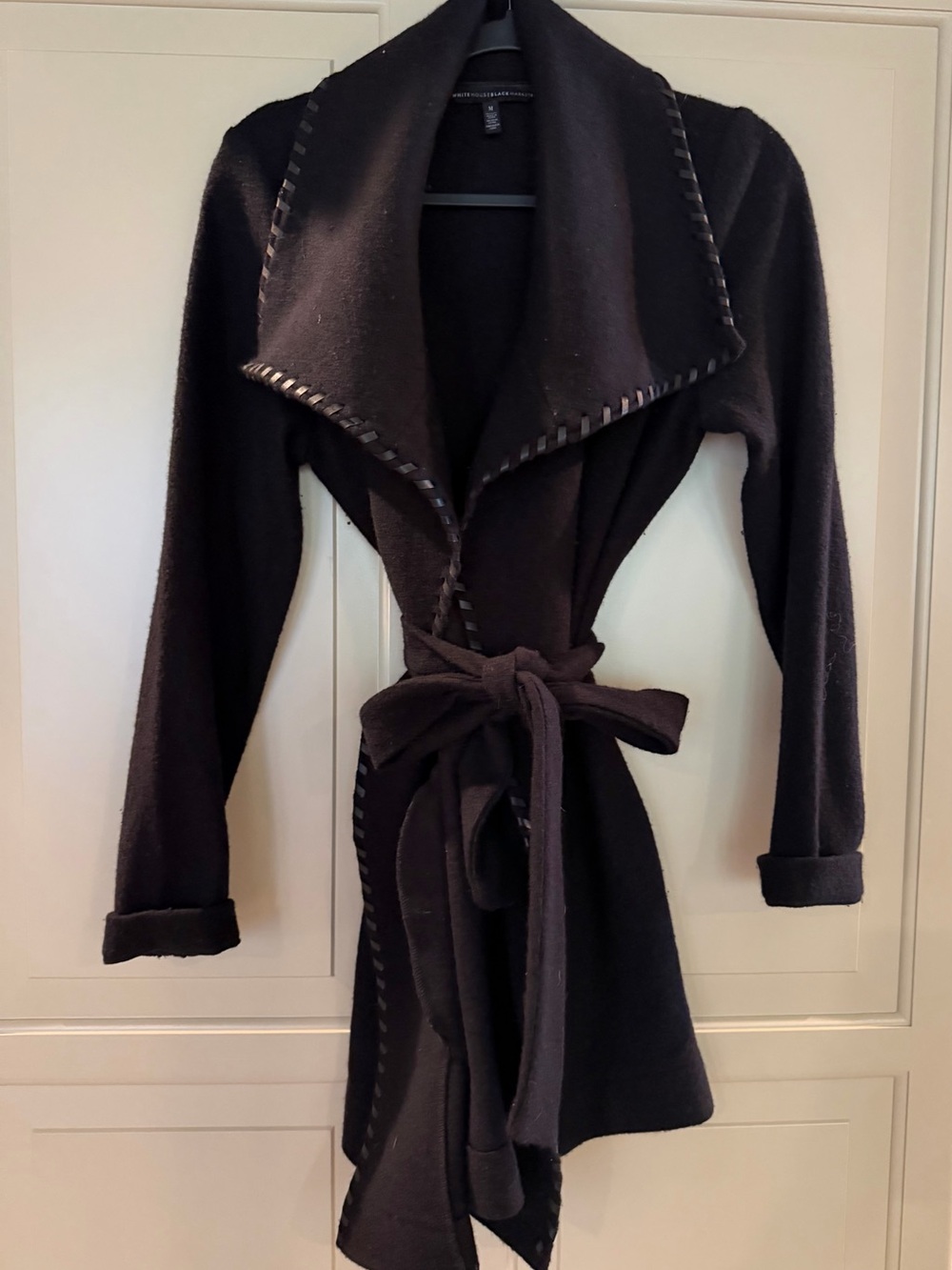 White House Black Market Black Wrap Belted Jacket